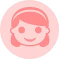 Ilustração de uma menina em rosa que pode ser um ícone de criança