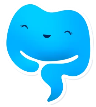 Intestino feliz porque está saudável.Ilustração divertida do órgão sorrindo
